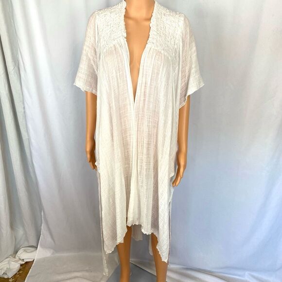 Free People Other - Free People One Angelica Kimono Gauze Beach Coverup Smocked Long Duster Size M/L